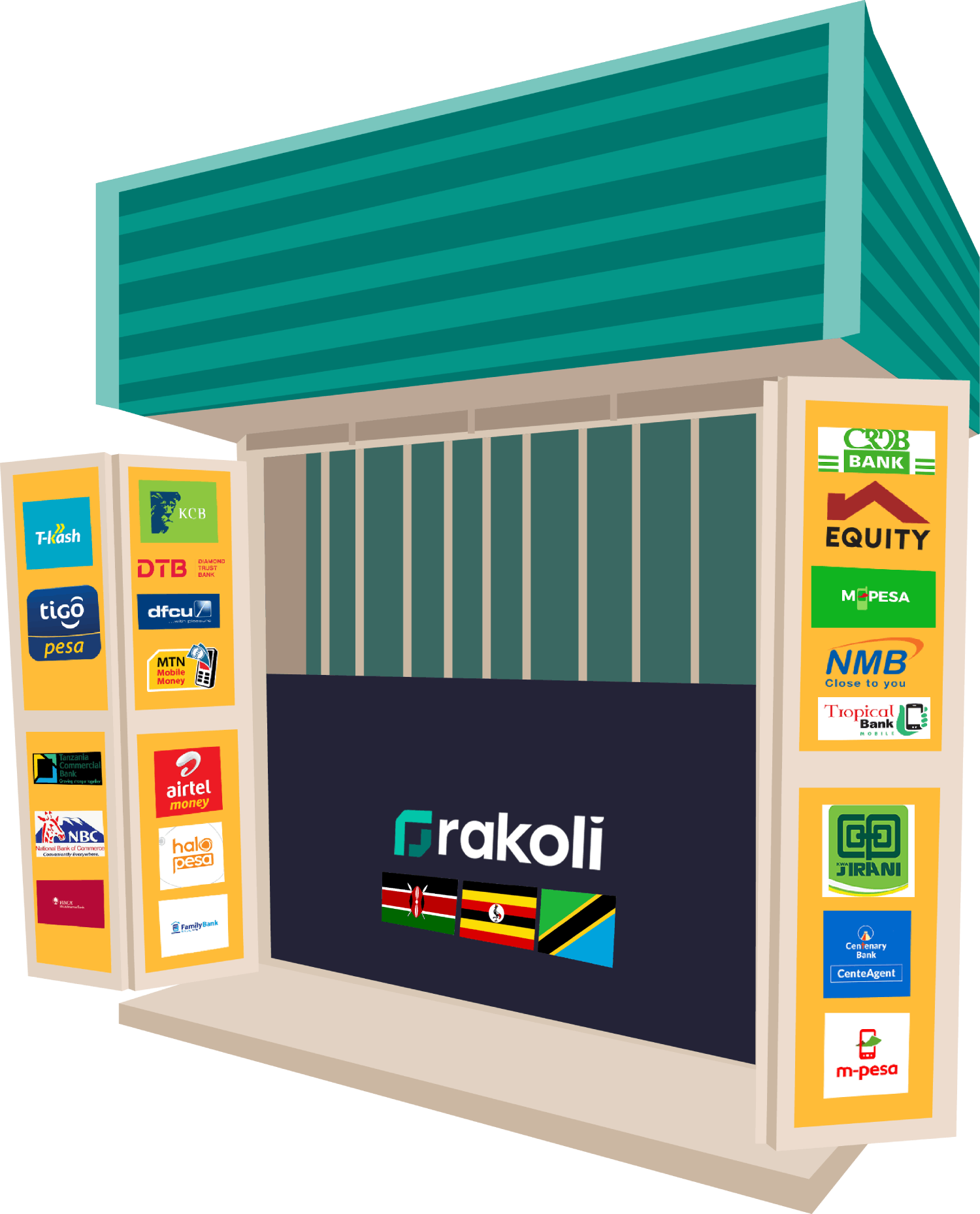 Rakoli agent kiosk illustration